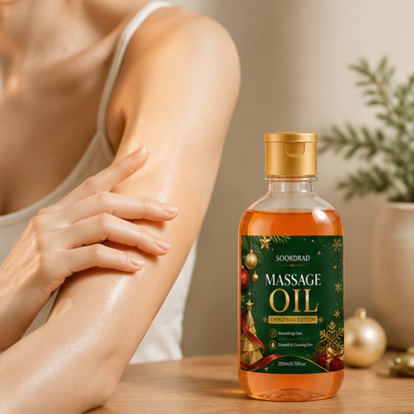 Cross-border Christmas Limited Edition Massage Oil Nourishing Care Smooth Brightening Skin Body Massage Oil Foreign Trade