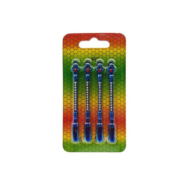 Colorful Blue 4-Pack Metal Small Snuff Spatula Medicine Spoon Nasal Snuff Bottle Snuff Nail Spoon Small Medicine Spoon