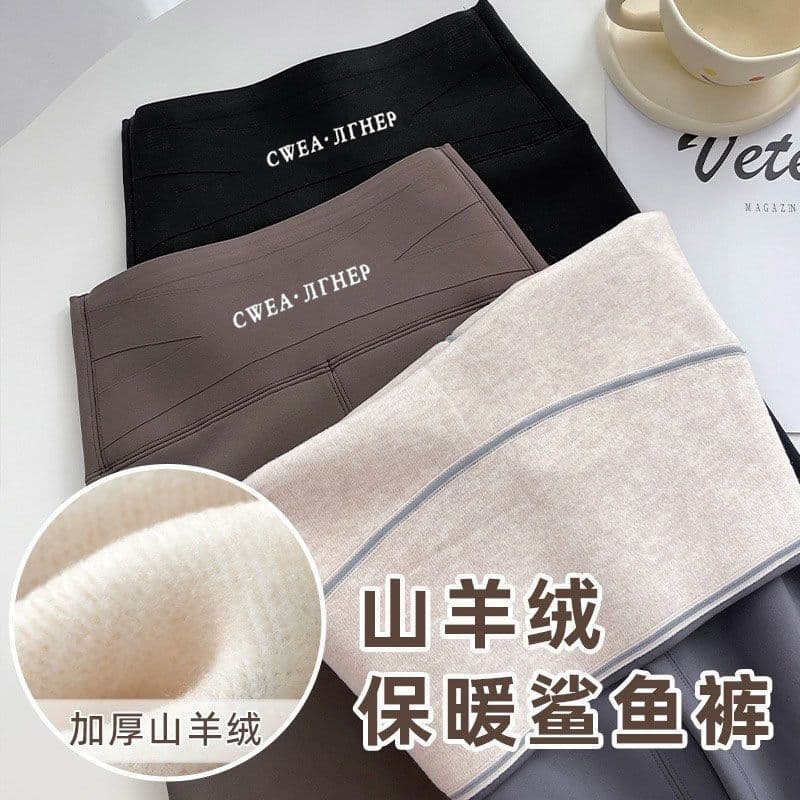 Autumn/Winter Fleece-Lined Shark Pants Black Gold Lifting Pants Tight Leggings Women's Thermal Anti-Waist Thick Spring/Autumn Thin Style