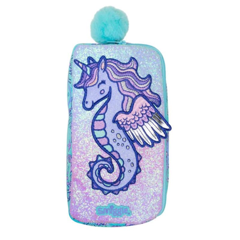 Australian Smiggle brand double-layer pencil bag seahorse rainbow multi-functional storage pencil box student stationery box unicorn