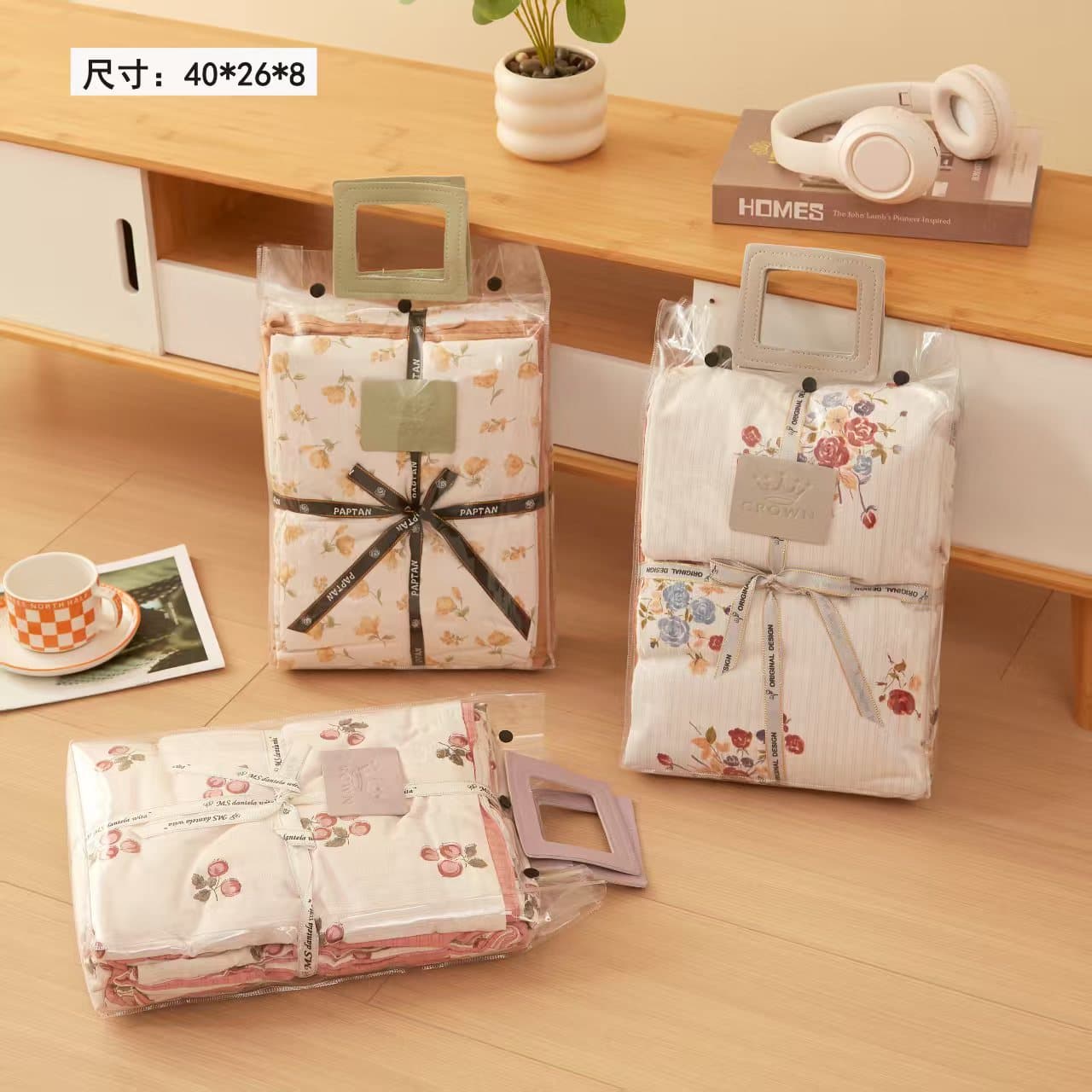 2025 New Home Textile Bedding Set (3-piece & 4-piece), Pure Cotton Set, Packaging Bag, Transparent Leather Handbag, Children's Summer Quilt Bag