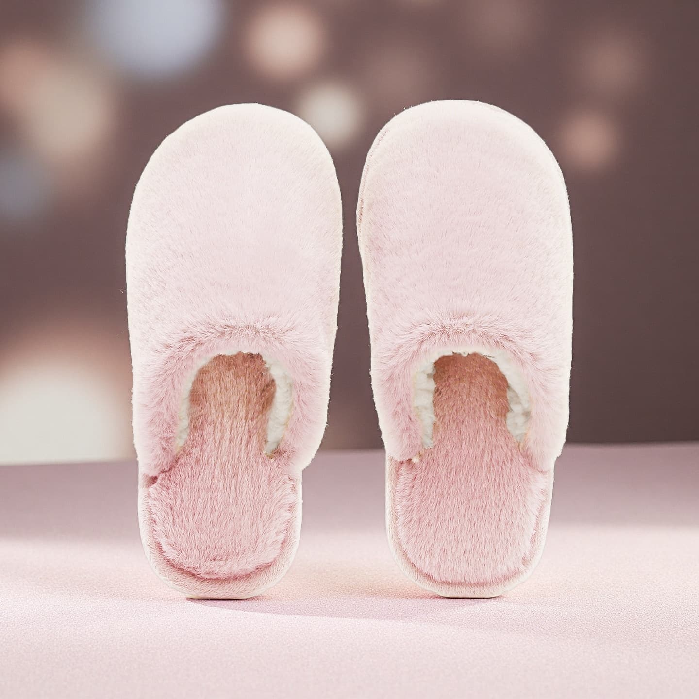 Cross-border ins style autumn/winter plush slippers, solid color fluffy slippers, indoor casual home cotton slippers for men and women, wholesale