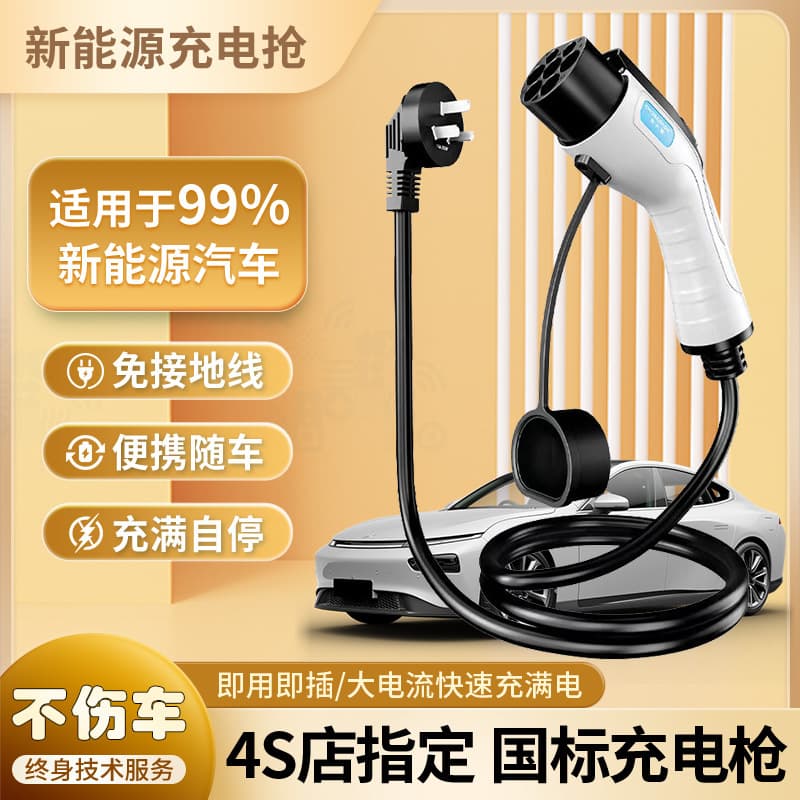 New Energy Electric Vehicle Charger Gun Home Portable Fast Charger No Ground Wire National Standard Universal 16/32A 7KW