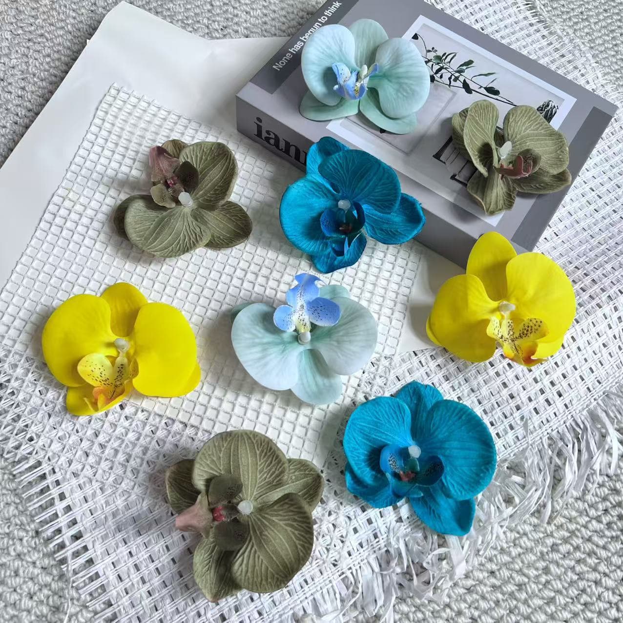 Phalaenopsis Orchid Head Artificial Flower Hair Clip Headwear Accessory Flower Arrangement Material DIY Wall Decoration 3D Printed Phalaenopsis