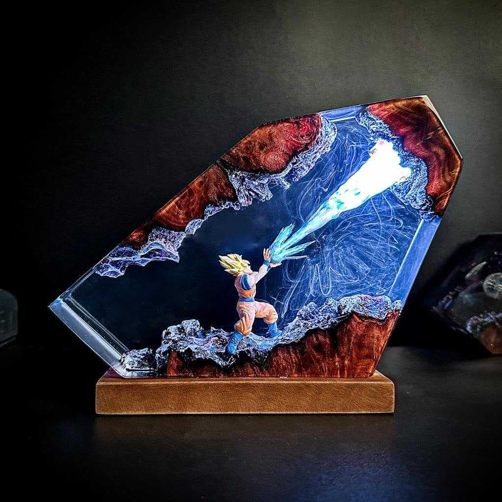 Cross-Border Hot Selling Resin Lamp Handmade Dragon Ball Son Goku Resin Epoxy Lamp Gift