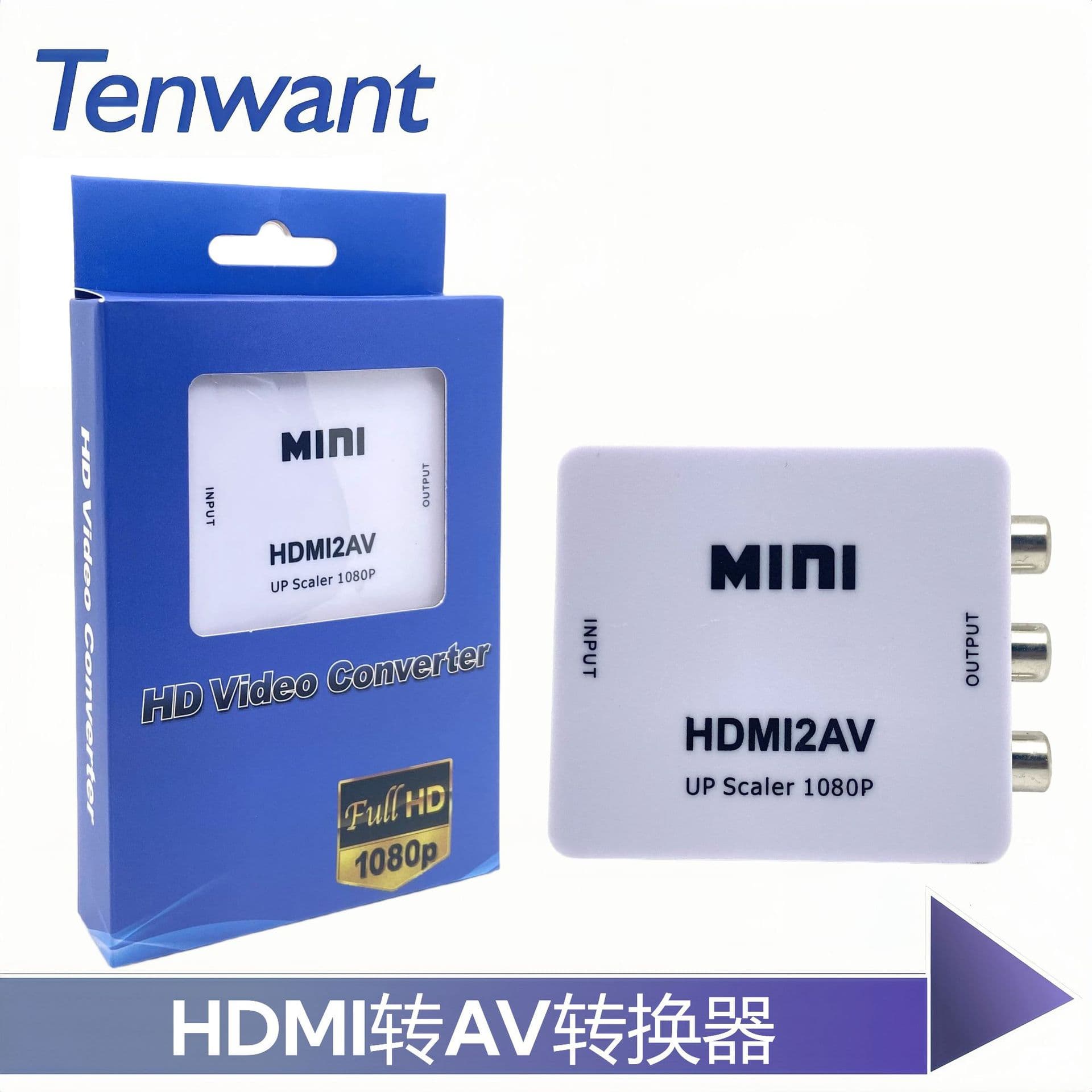 Tenwant HDMI to AV Converter HDMI2AV HDMI to RCA Switcher 1080P Converter