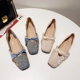 Doudou Spring Summer 2024 New Comfortable Flat Square Toe Shallow Mouth Single Shoes for Dress Gentle Scoop Shoes