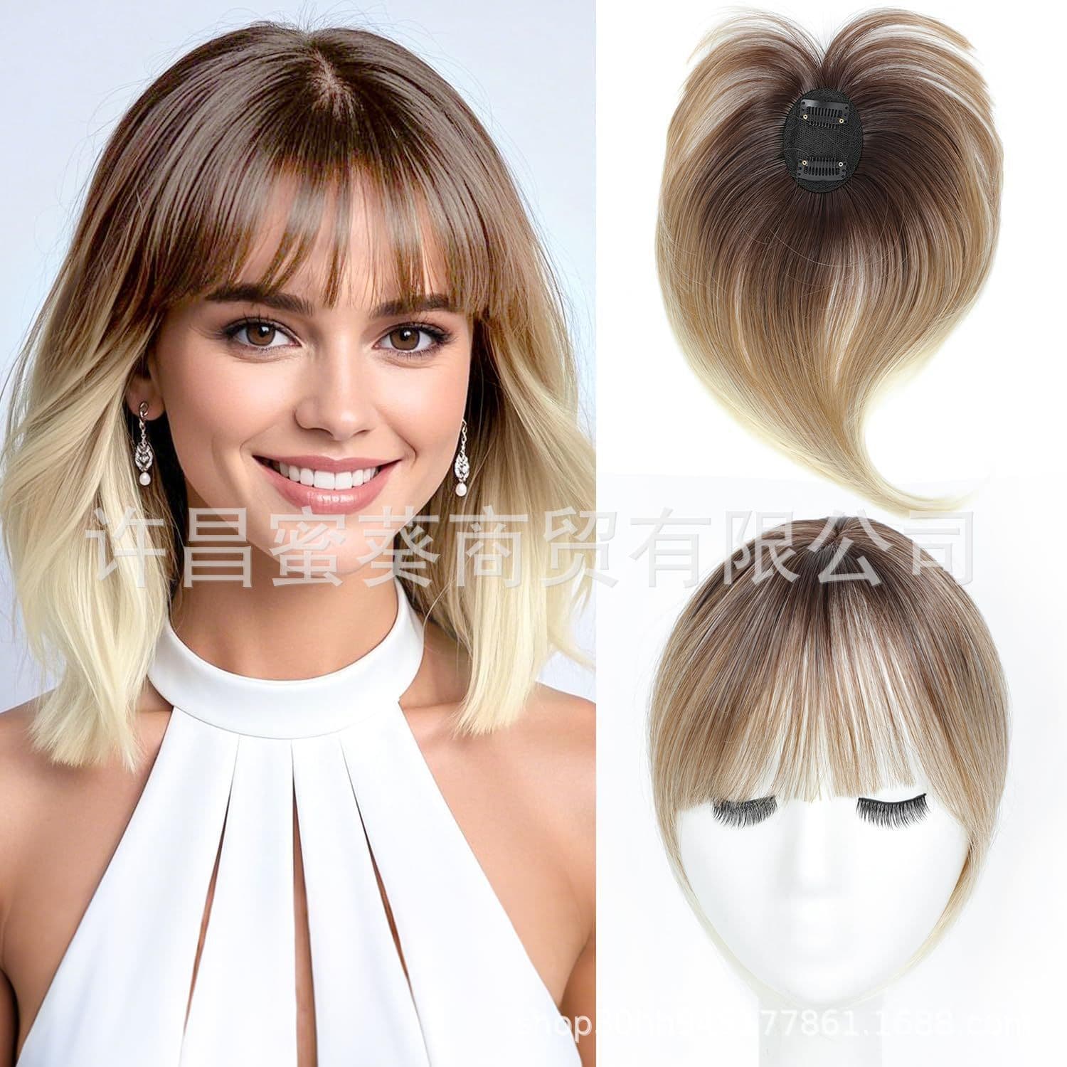 Xuchang Aisi European and American Hair Topper for Women, Covers Gray Hair at Crown, Natural Invisible Fringe Hairpiece