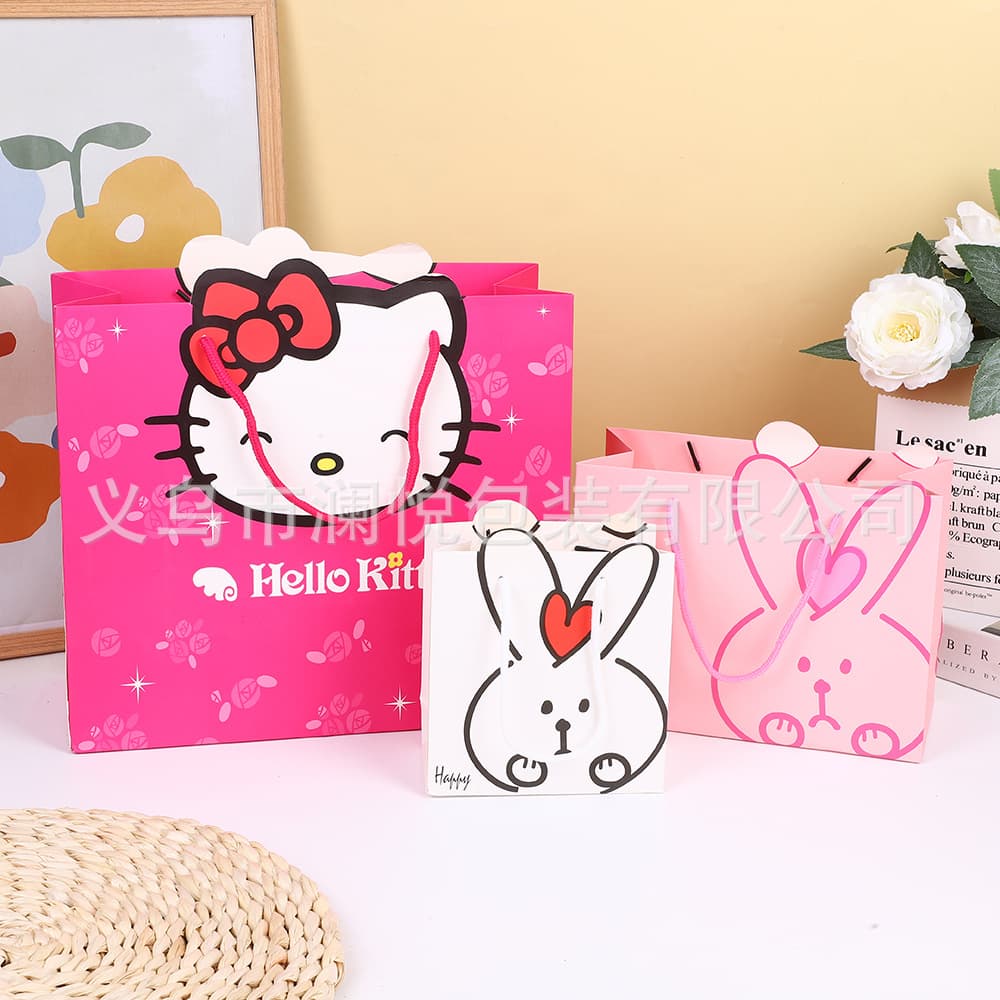 Cross-border Children's Day Cartoon KT Cat Gift Bag Small Back-to-School Season Teacher's Day Rabbit Tote Bag High-end Paper Bag