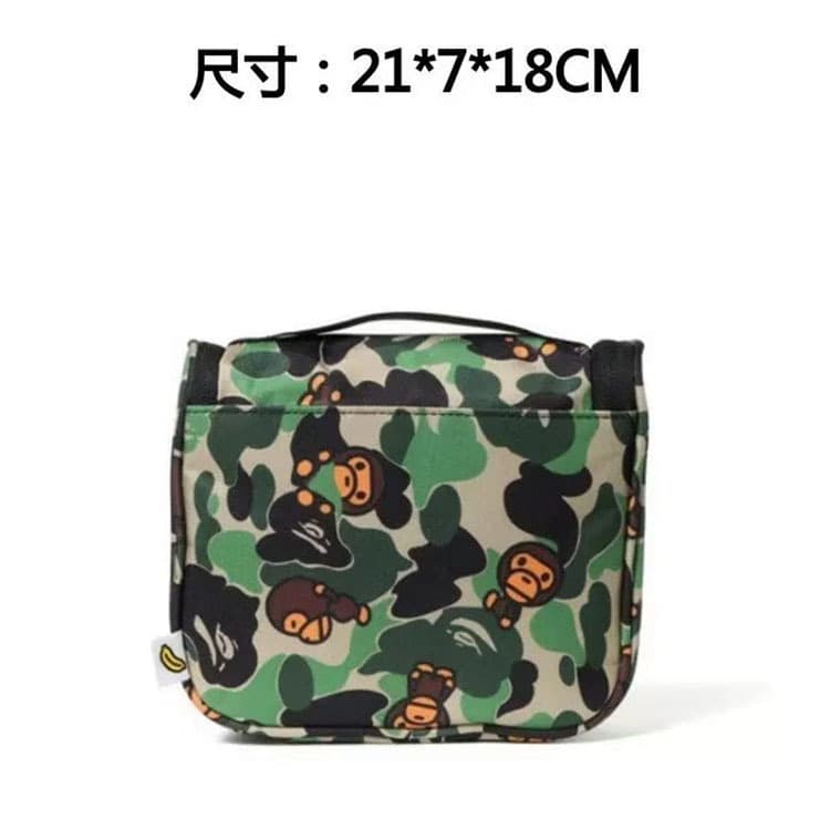 In Stock BAPE BABY MILO Classic Camo Little Monkey Print Storage Bag Cartoon Streetwear Makeup Bag