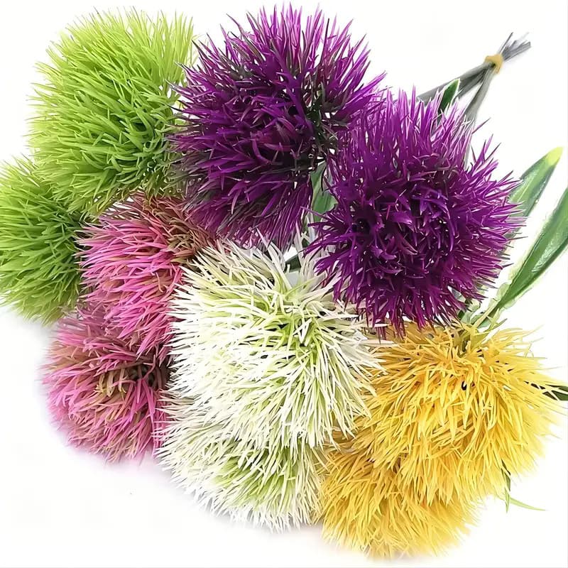 Artificial Flower Single Stem Ball Chrysanthemum, Artificial Dandelion, Plastic Wedding Floral Arrangement Decoration Ornament, Fake Flowers Wholesale