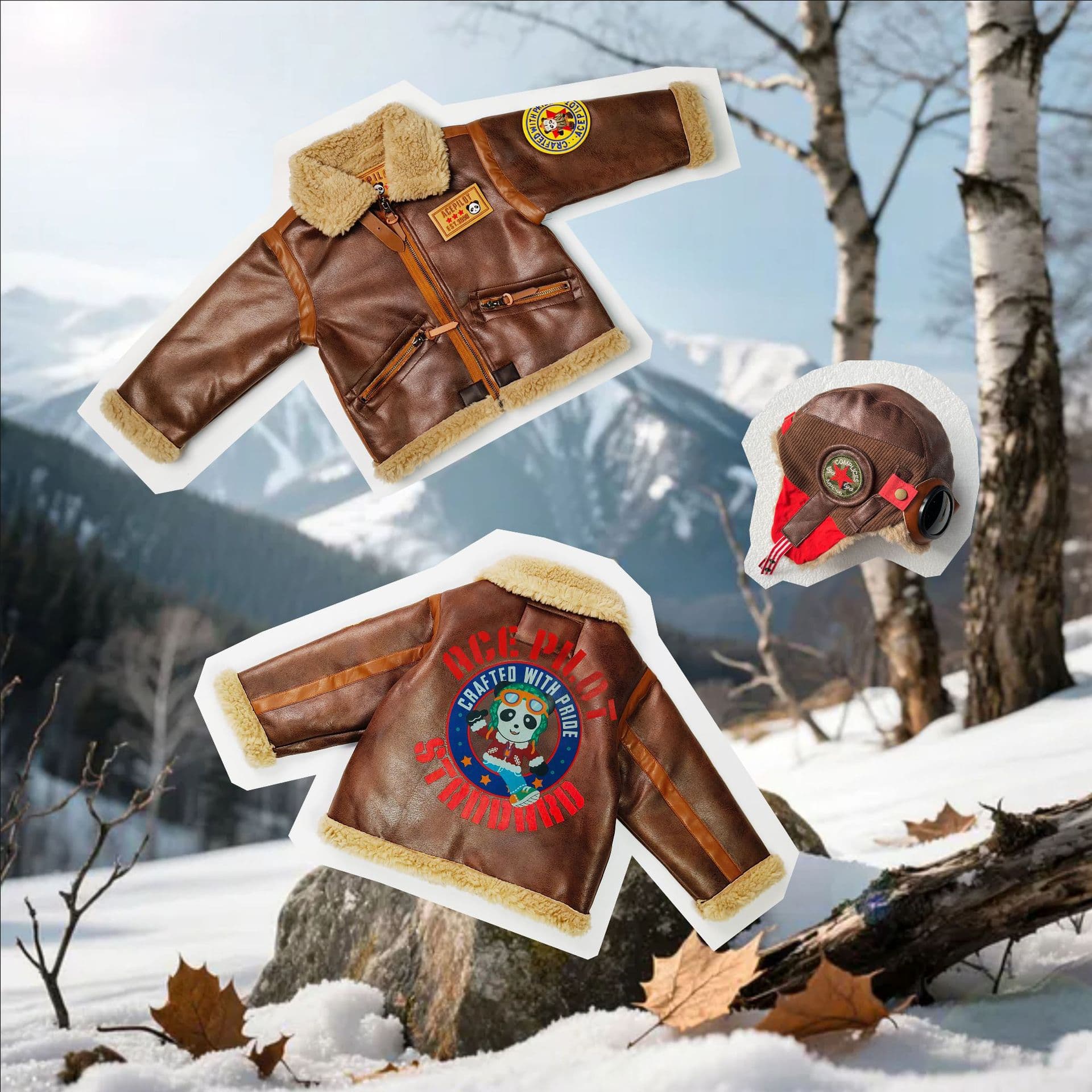 [In Stock] Winter New Brown Lapel Zip Fur Coat Thickened Children's Faux Fur Warm Casual Jacket