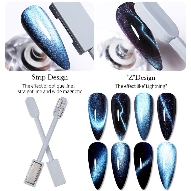 Manicure nail polish gel cat eye gel magnet double-ended thickened fancy iron-absorbing stone crystal cat eye lightning multi-function magnet