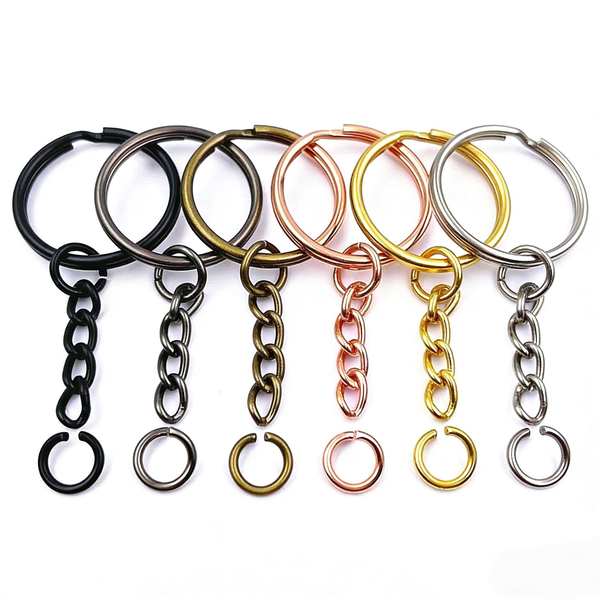 Export-Oriented DIY Accessories Hardware Key Rings Various Specifications Gun Black Keychain Rose Gold Keychain