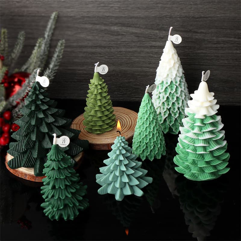 Christmas Series Silicone Mold DIY Pine Tree Aromatherapy Candle Gypsum Home Decoration Unusual Shape Candle Making Mold