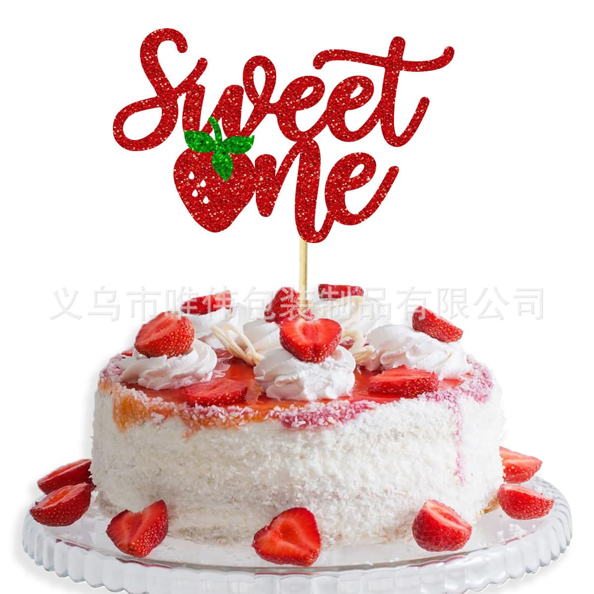 Two Sweet One Sweet One and Two Year Old Strawberry Cake Cardboard Baby Birthday Party Decoration