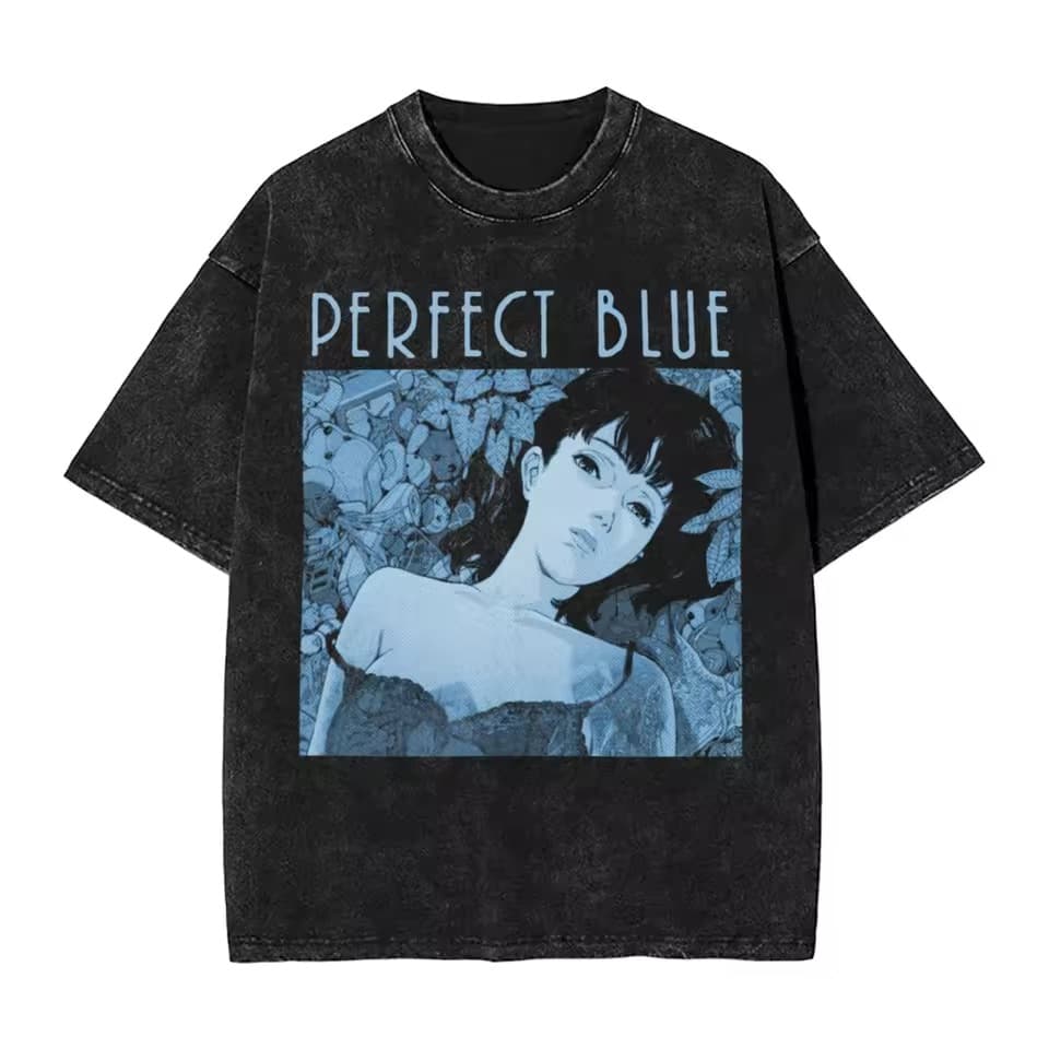 Perfect Blue Washed T Shirt Streetwear Hip Hop Y2k T-Shirt C