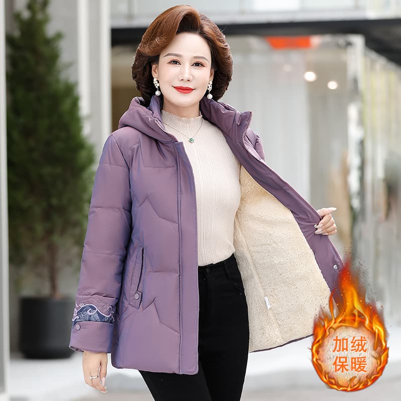 Popular Mid-Length Quilted Coat for Middle-Aged and Elderly Women, Slim Fit, 2023 New Arrival