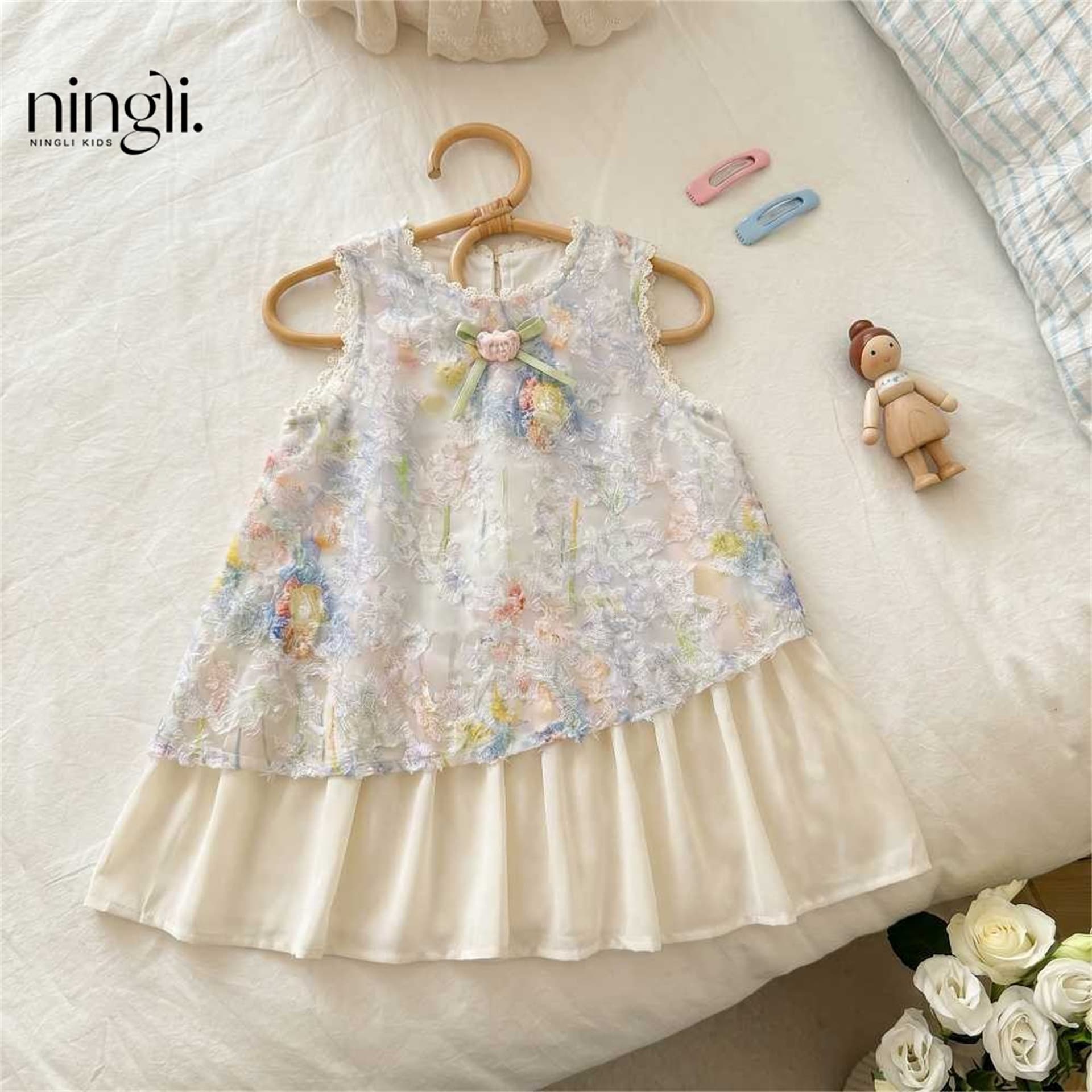 Ningli Girls Summer Dress 2026 New Style Children's Dress Toddler Princess Gown for Baby Girls