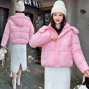 European American Cotton Padded Jacket 2026 Export Short Coat Women Hong Kong Style Winter Korean Thick Student Cotton Quilted Fur Collar Jacket Cangzhou