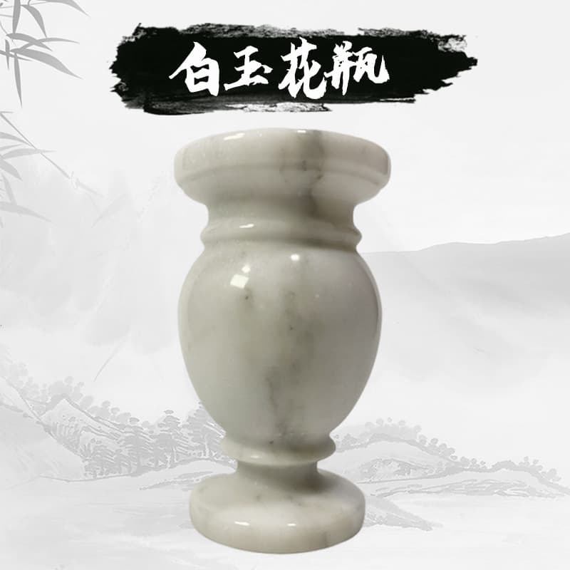 White Jade Vase Urn Plain Marble Ash Box Ash Urn Marble Moisture-Proof Moth-Proof Funeral Supplies Manufacturer