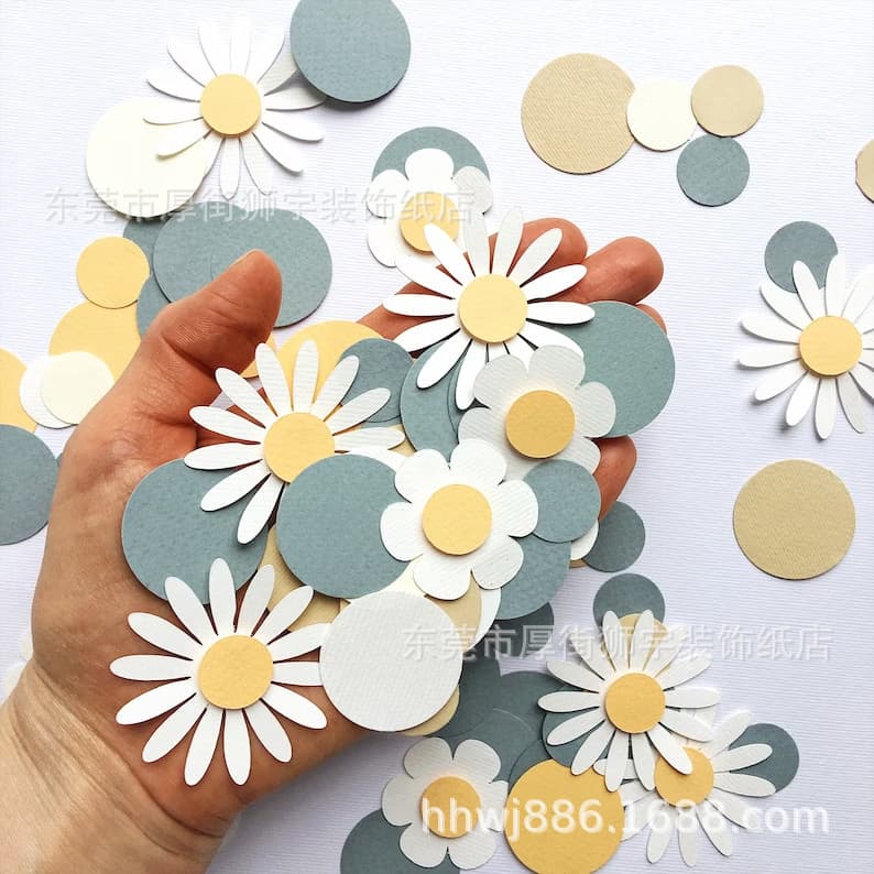 CS008 Party Theme Decoration Baby Shower 3D Daisy Confetti Table Scatter Wedding Table Decor
