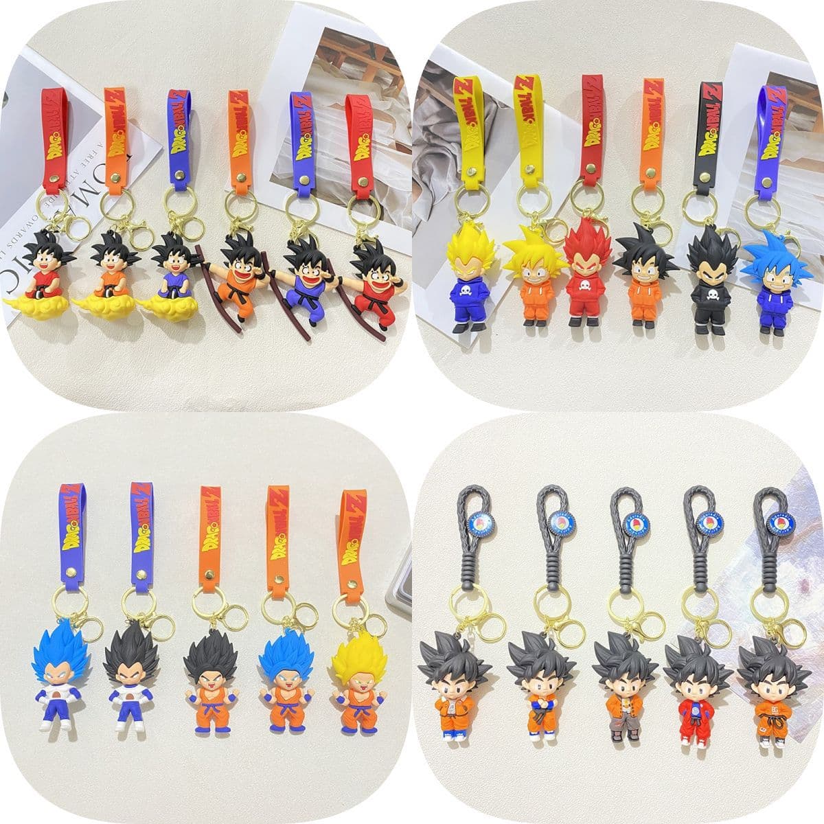 Japanese-Style Dragon Ball Silicone Figure Son Goku Keychain Pendant Anime Cartoon Character Ornament Small Gift Decoration