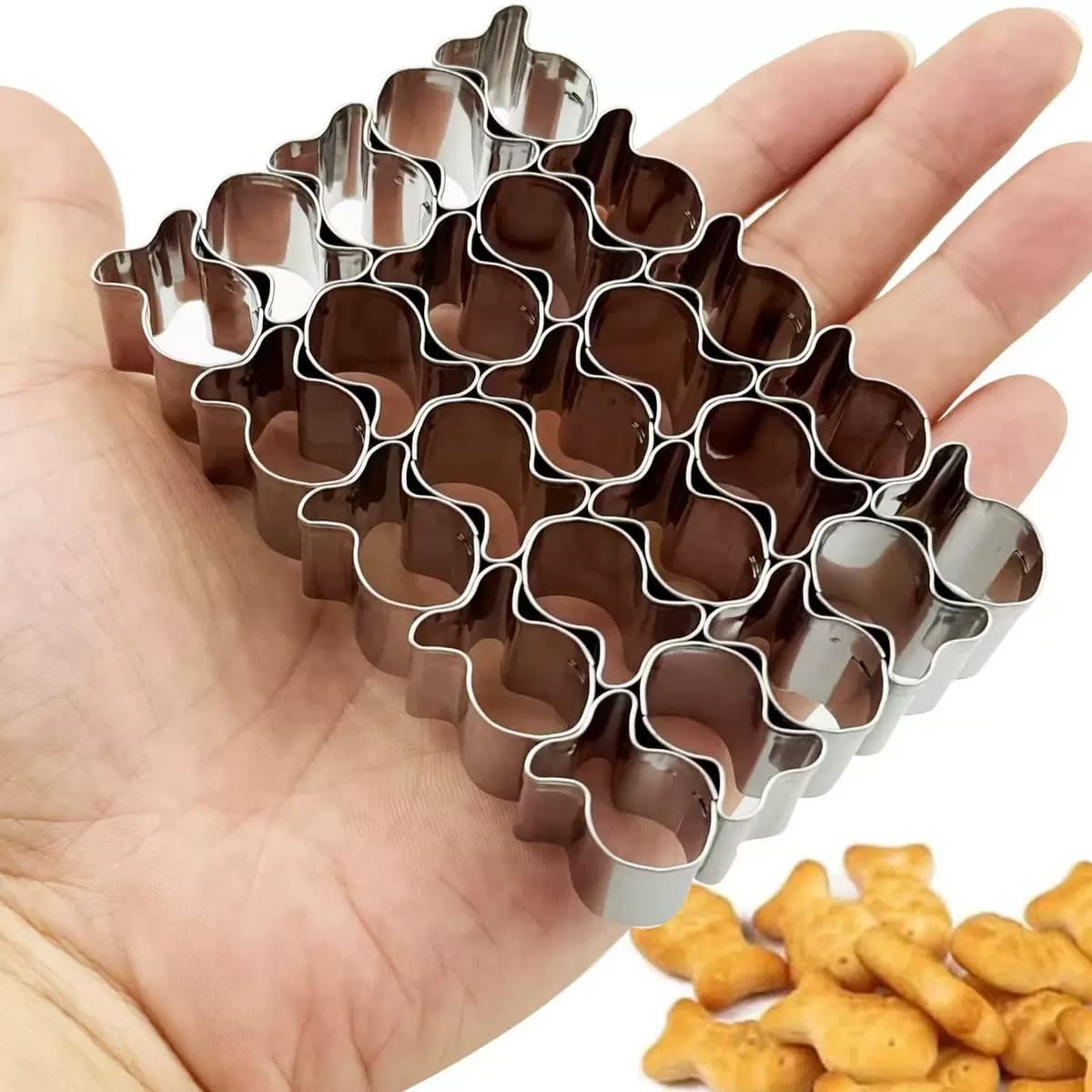 In stock stainless steel 25-grid mini fish bone shaped biscuit mold cookie embosser baking tool home