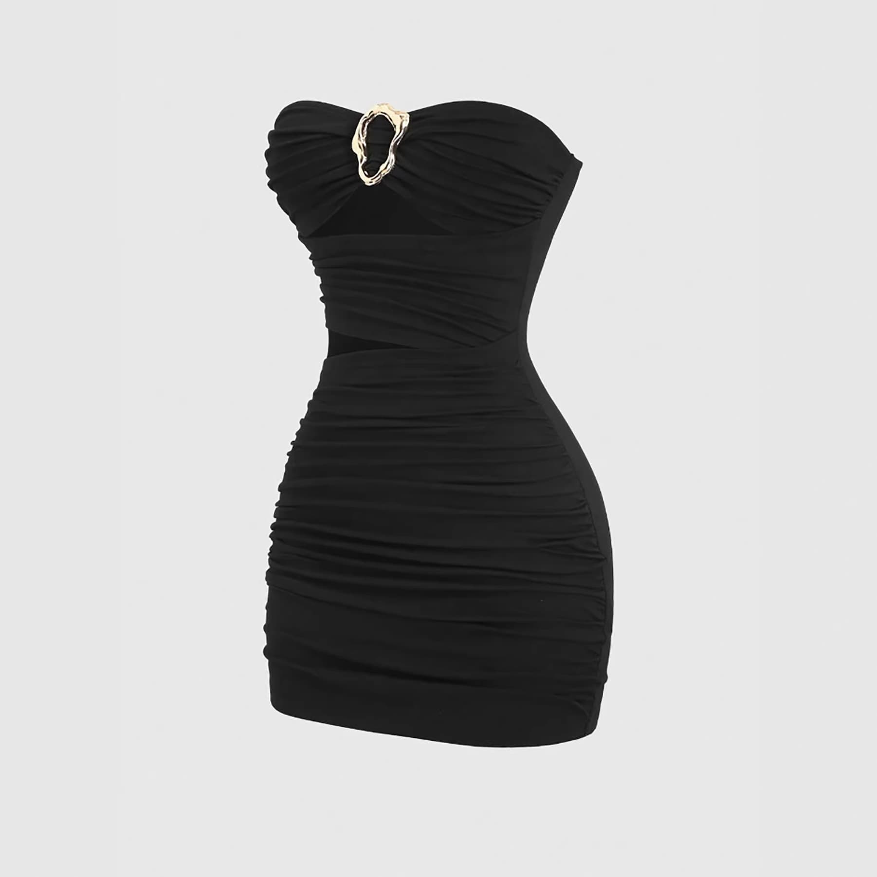 2026 Summer New Arrival Fashion Women's Strapless Metal Embellished Cutout Slim Fit Cross-Border Export Dress