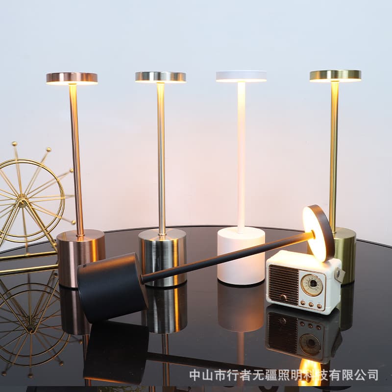Cross-border Creative Nordic Modern Bedside Bar Bedroom USB Rechargeable Touch Iron I-beam Table Lamp Night Light Ambient
