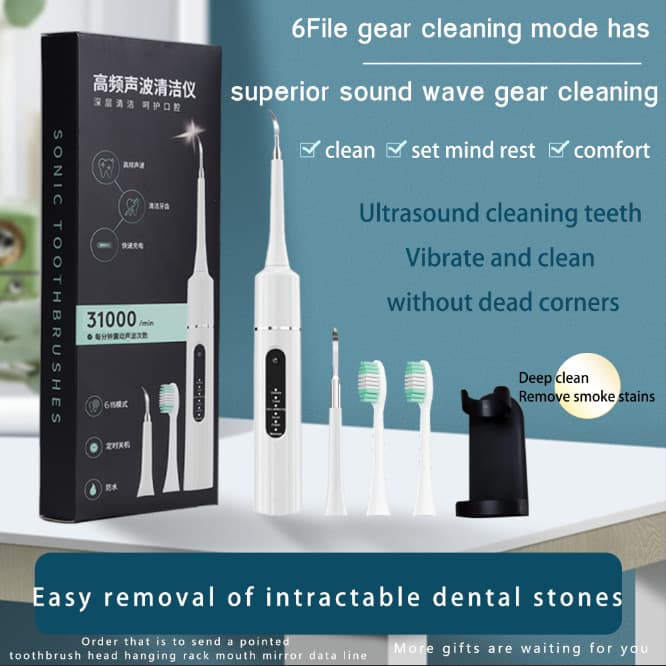 [Factory Cross-Border] Ultrasonic Tooth Cleaner, Tartar Remover, Teeth Flushing Device, Electric Toothbrush, Removes Plaque and Yellow Teeth