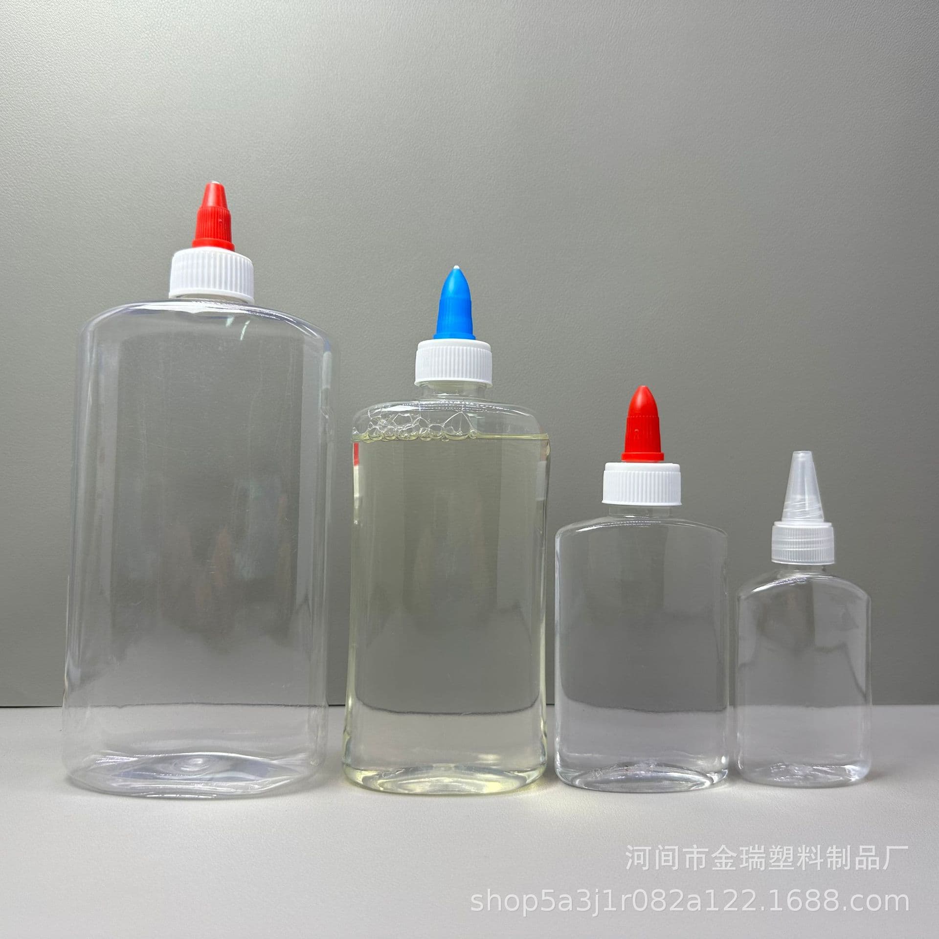 50ml 120ml 250ml 500ml PET Transparent Glue Bottle Flat Bottle with Nozzle for Paint and Coating Squeeze Bottle