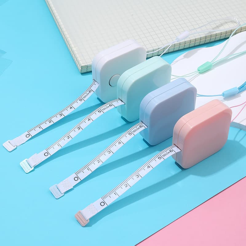 Home Use Cute Mini Square Ruler 1.5m Plastic Tape Measure, Automatic Retractable Tape Measure, Clothing Measuring Tape