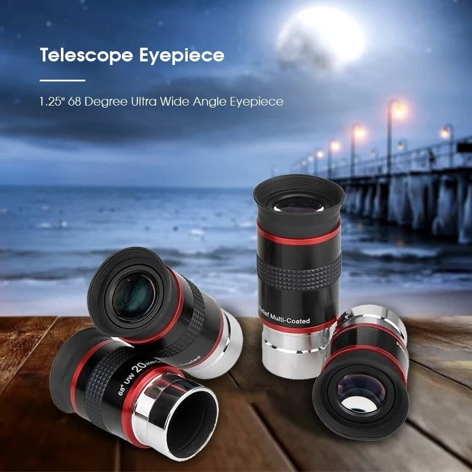 68° Ultra-Wide Angle 6mm/15mm Eyepiece FMC Coating 1.25-Inch Universal for Astronomical Telescopes