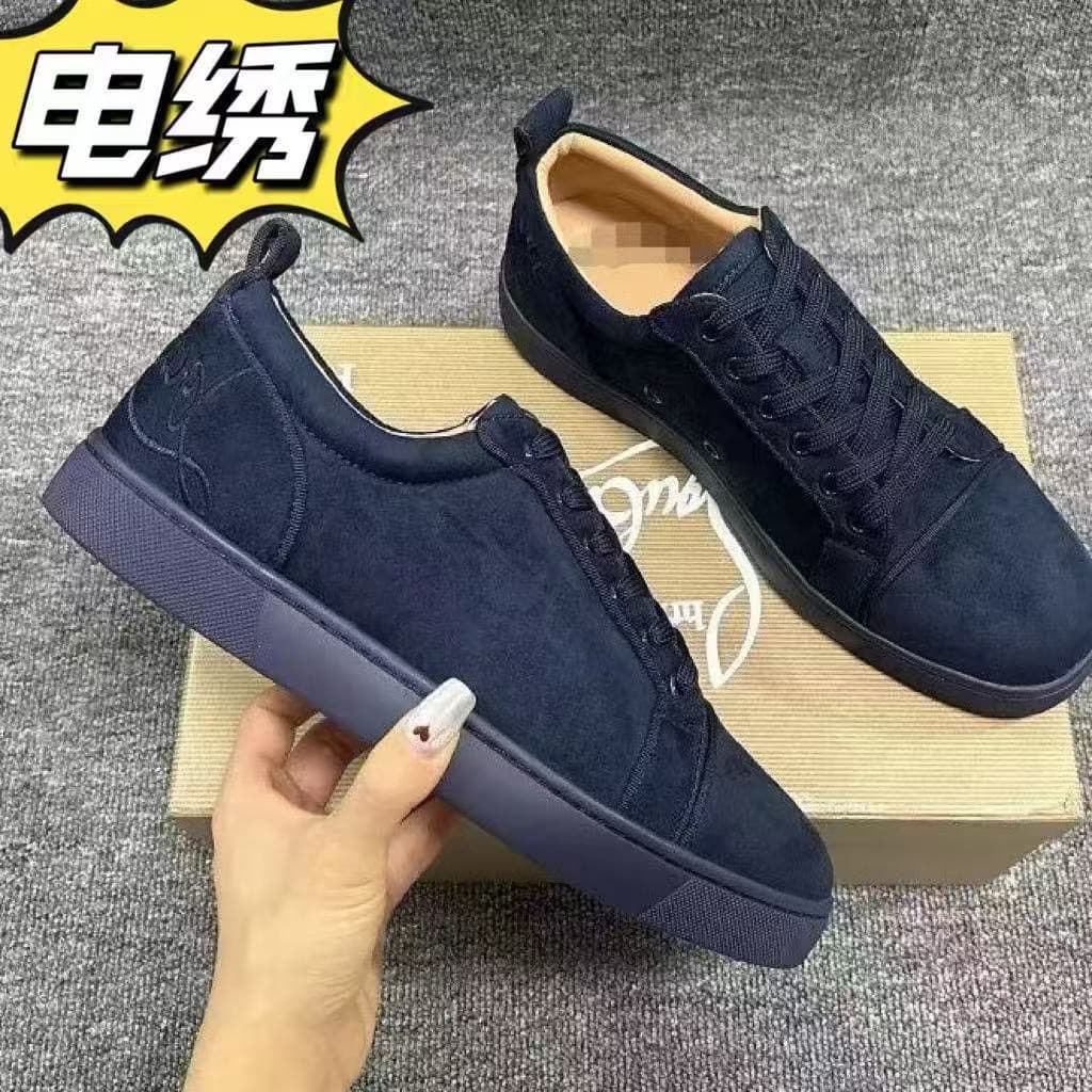 Cross-border New CL Embroidered Men's Shoes Red Sole Black Embroidery Low-top Lace-up Casual Shoes Women's Couple Sports