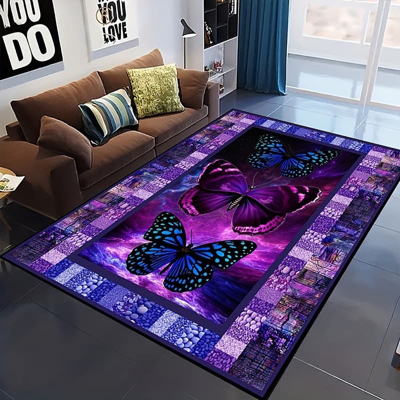 Cross-border Dropshipping Butterfly Rug Home Living Room Rug Sofa Coffee Table Rug Entryway Entrance Door Mat In Stock