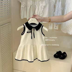 In Stock 26 Korean Style Girls Dress Summer New Fashionable Children Polo School Style Dress Princess Dress for Toddlers