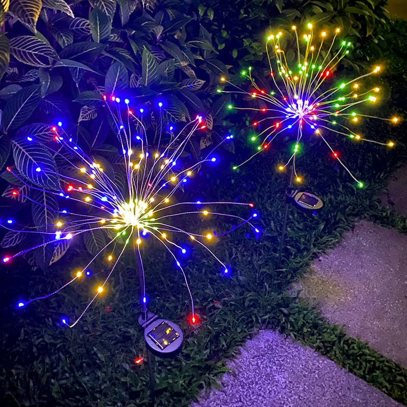 Solar Firework Light Outdoor Waterproof LED Copper Wire String Light Camping Ground Insert Light Courtyard Garden Atmosphere Decorative Light