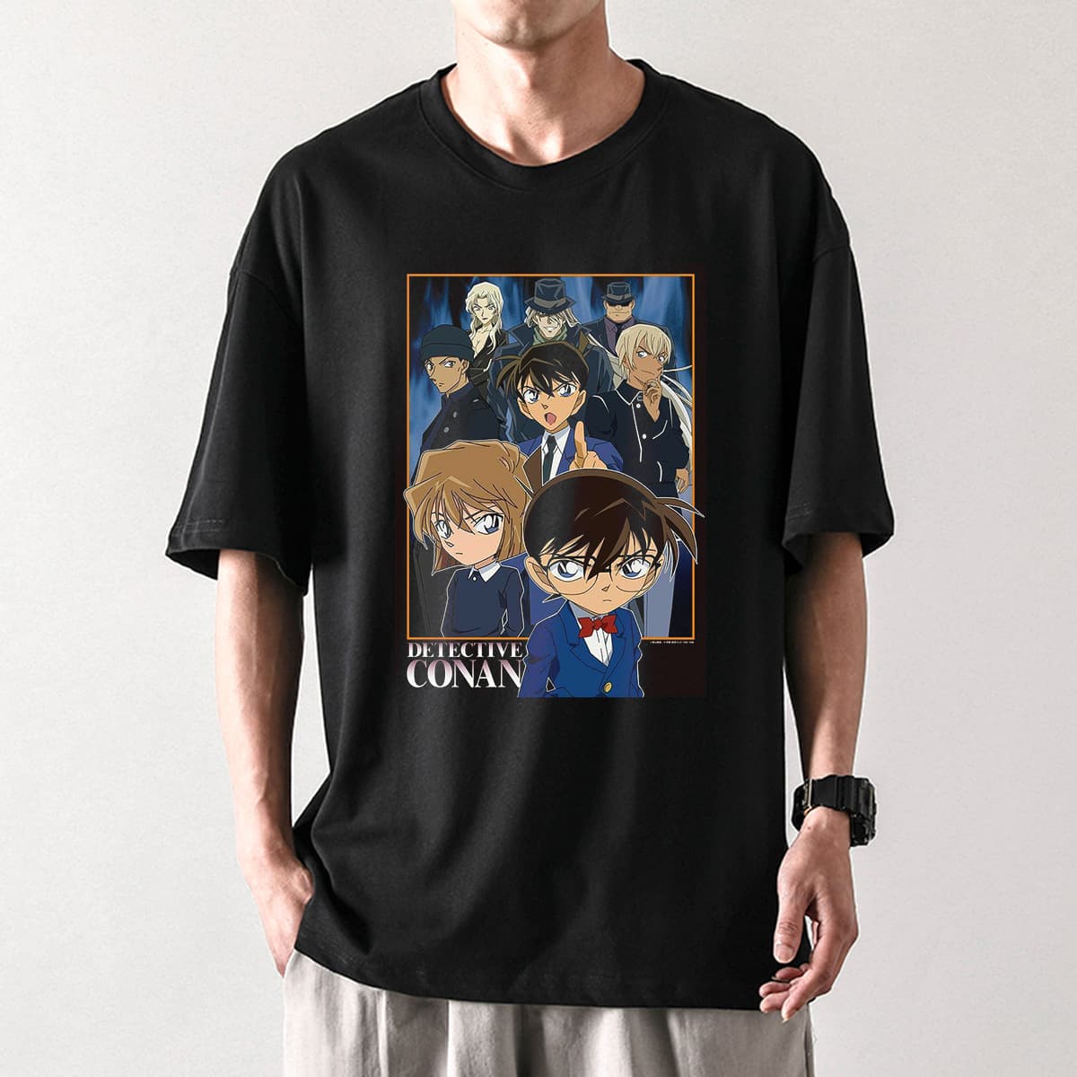 GJ90278 Japanese Anime Detective Conan 100% Cotton Printed Round Neck T-Shirt