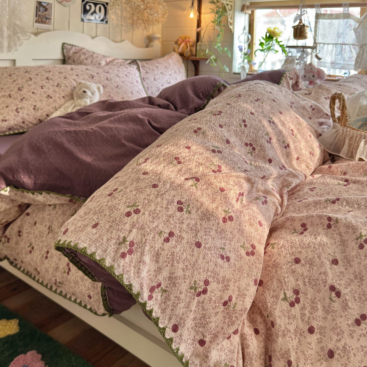 Korean Style Simple Printed A-Class Double-Layer Gauze Triangle Pattern Bed Sheet, Duvet Cover, Fitted Sheet, Four-Piece Set, Three-Piece Set, Suitable for All Seasons