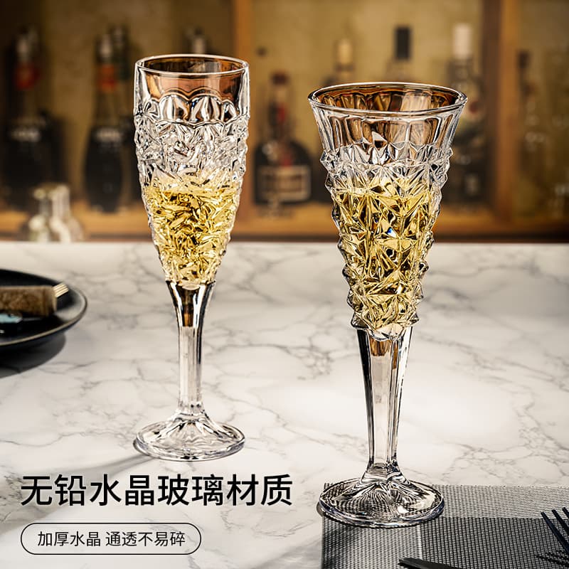High-End Cocktail Glass Lead-Free Crystal Glass Bar Stemware Unique Champagne Cup Sweet Fruit Wine Beverage Glass