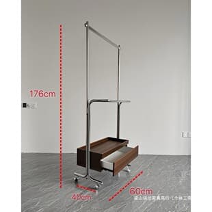 Clothing Rack Stainless Steel Coat Rack Multifunctional Clothes Rack Bedroom Closet Mobile Clothes Rack Solid Wood Drawer