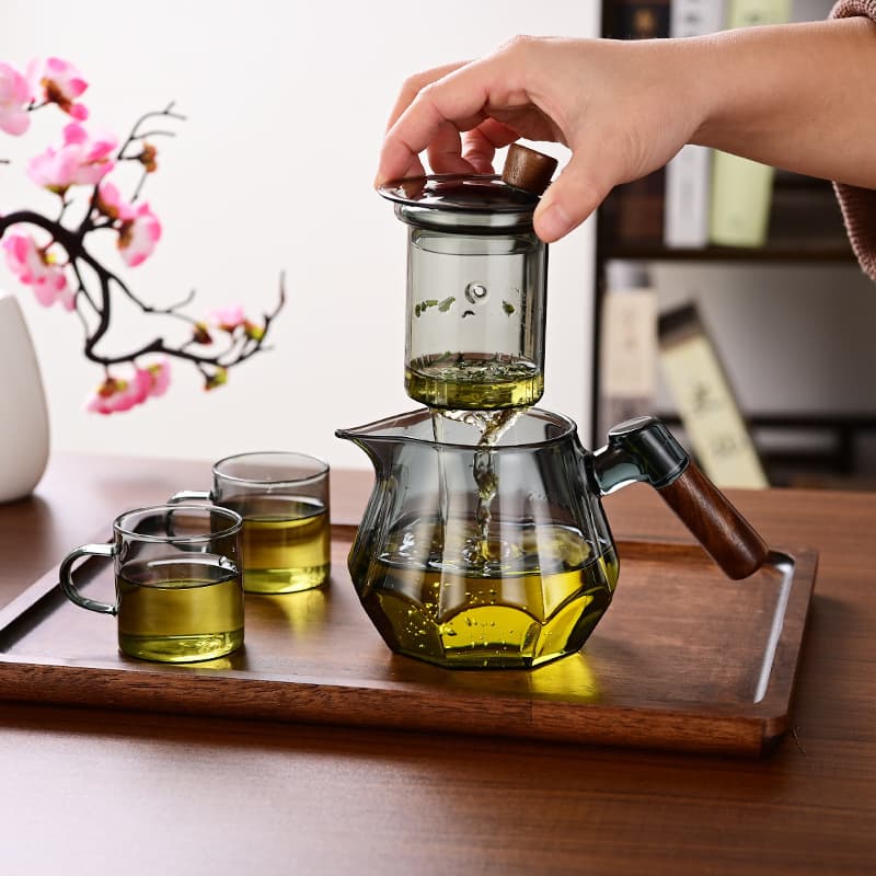 Wooden handle teapot around the stove for cooking teapot electric ceramic stove separated heat-resistant glass tea set high temperature resistant teapot simple style teapot