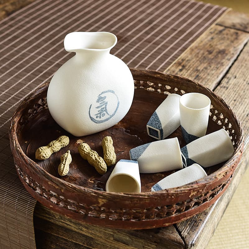 Direct Sales Ceramic Snow Glaze Wine Dispenser, "Wealth and Fortune" Carafe Set for Sake and Yellow Rice Wine with Decanter