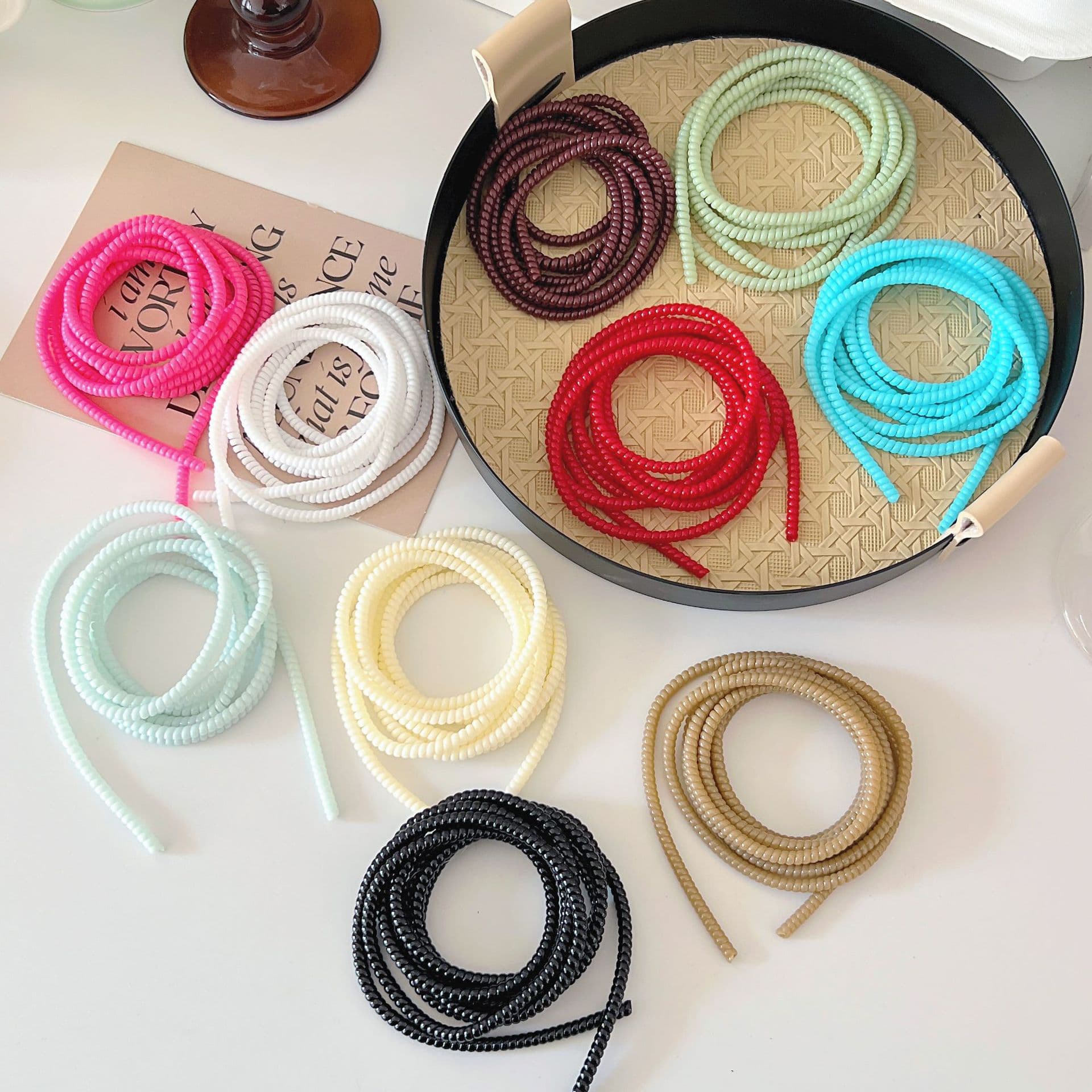 1.4m Pearl Style Data Cable Protective Cord, Pearlescent Cable Wrap Cord, Cross-border Wholesale Factory Direct