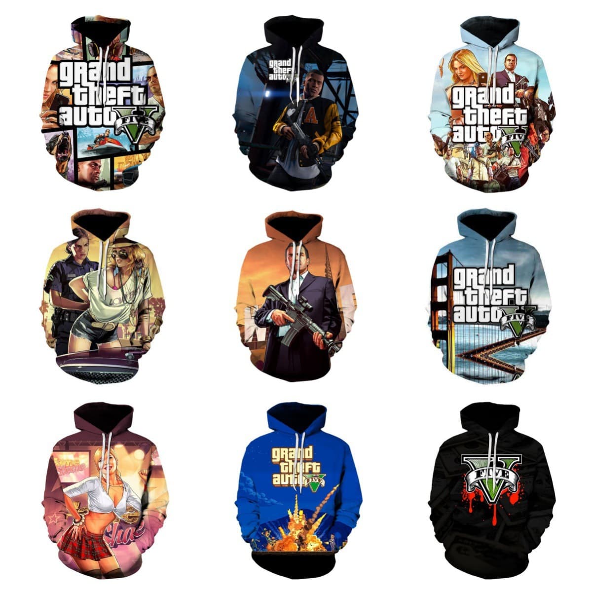 European and American cross-border new game GTA5 Grand Theft Auto Sin City fashion 3D digital printing hooded sweater
