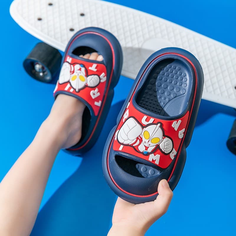Dropshipping Ultraman Kids Summer Slippers, Toe-Cover Non-Slip Anti-Kick Boys Cartoon Indoor Home Slippers