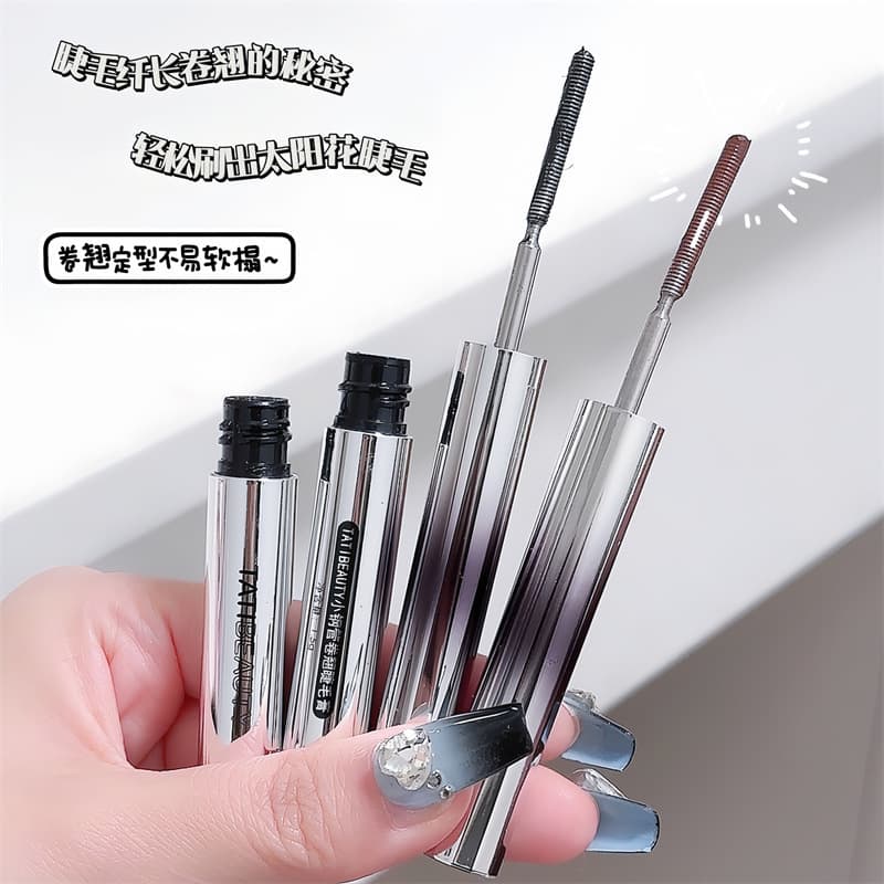 Small Steel Tube Mascara, Fine Steel Brush, Curling & Lengthening, Long-Lasting Setting, Waterproof, Smudge-Proof, Defined Lashes