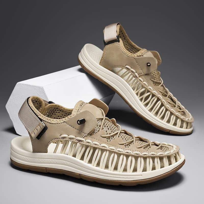New Arrival Handmade Knitted Men's Sandals Plus Size Beach Shoes Rubber Strap Casual Slippers For Men