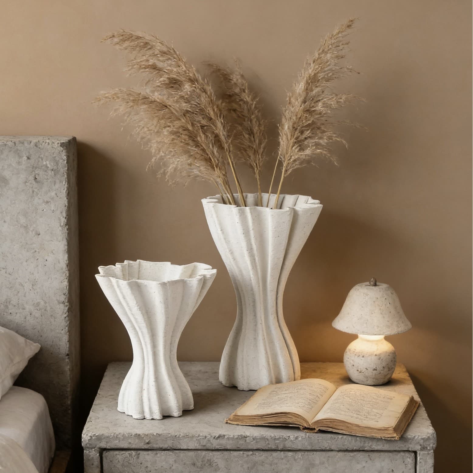 Showroom Small Waist Vase Ceramic Decoration Creative 3D Printed Ceramic Vase Set Living Room Cross-border Vase